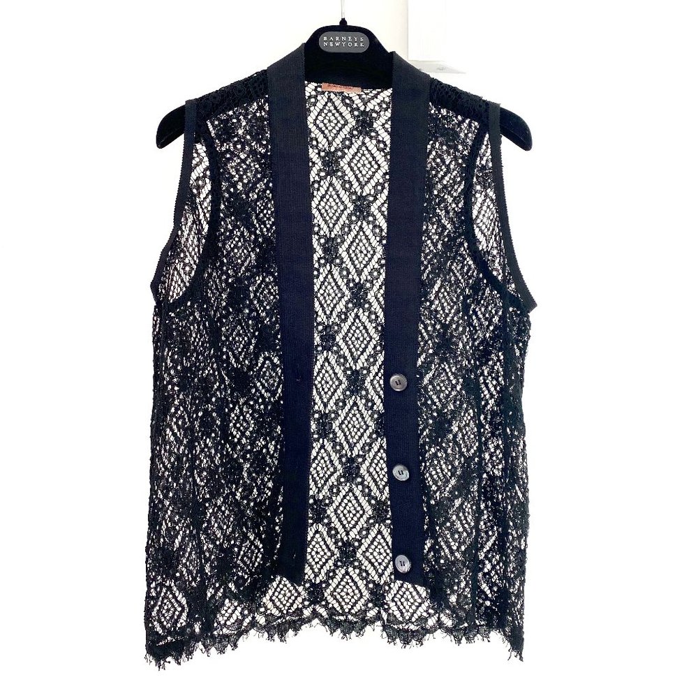 Romeo Gigli Vintage 1990's Rare Black Lace Vest